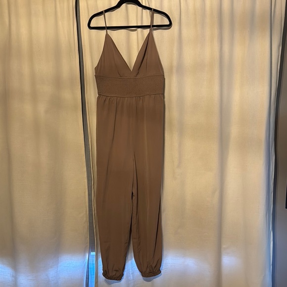 Vici Pants - Never worn! Vici Elegant Tan Jumpsuit